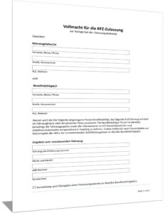 Vollmacht für die KFZ-Zulassung